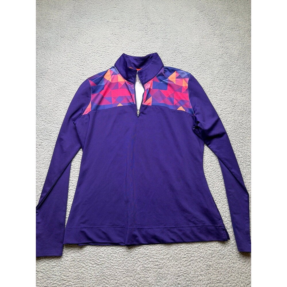 Slazenger Hydro-Dri Quarter Zip purple geometric design sz large golf pickleball